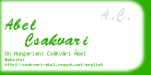 abel csakvari business card